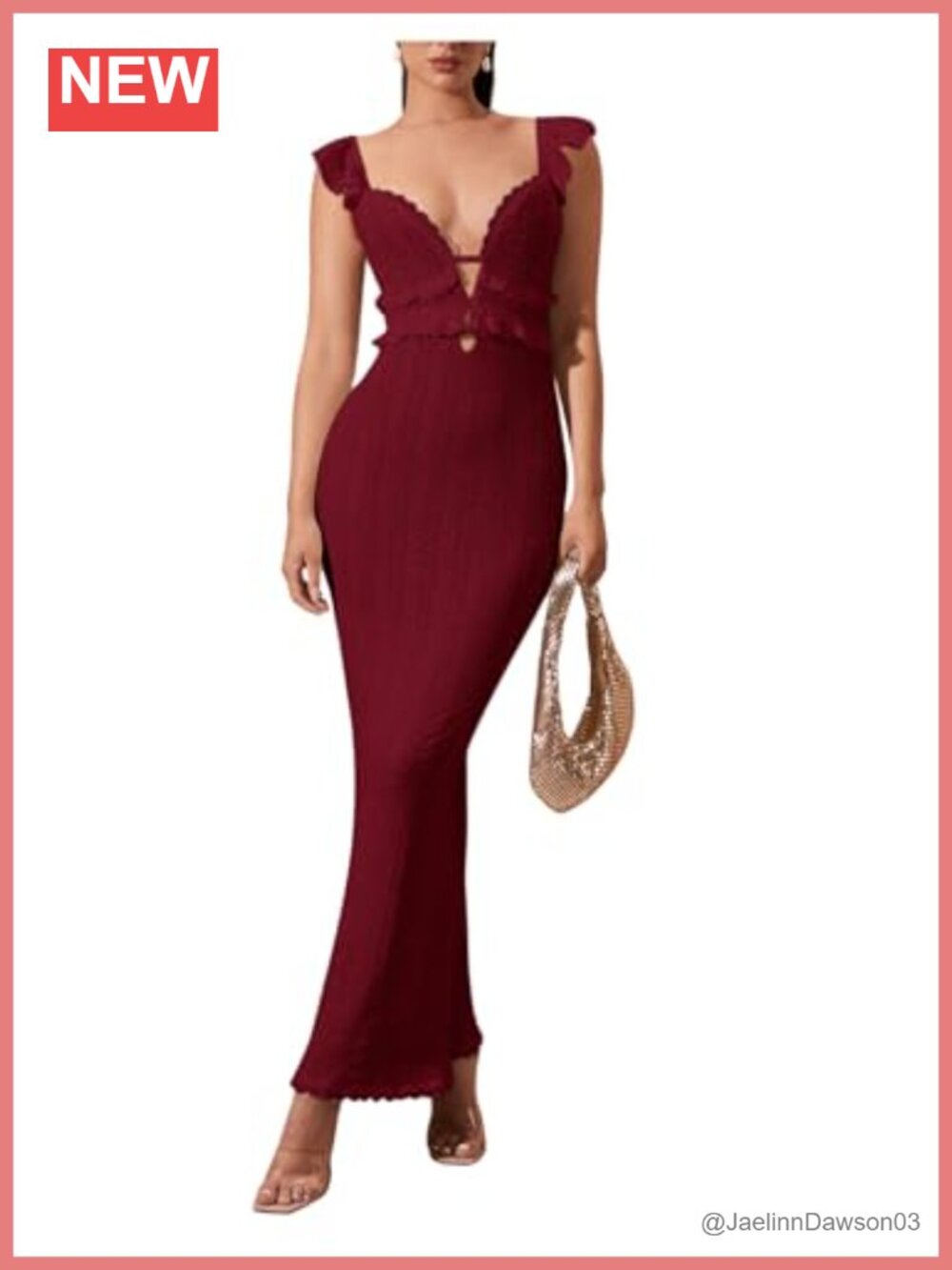 Backless Bodycon Knit Maxi Dress Sleeveless V-Neck Wedding Guest
